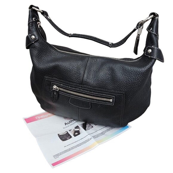 Coach Penelope Pebble Leather Hobo Stud Black F14681 Shoulder Bag COA - Picture 9 of 16